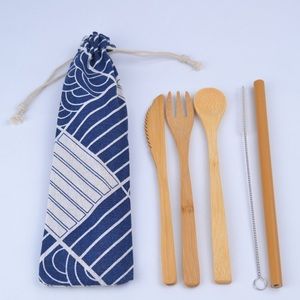 4 Pack | Bamboo Cutlery Set with Straw!